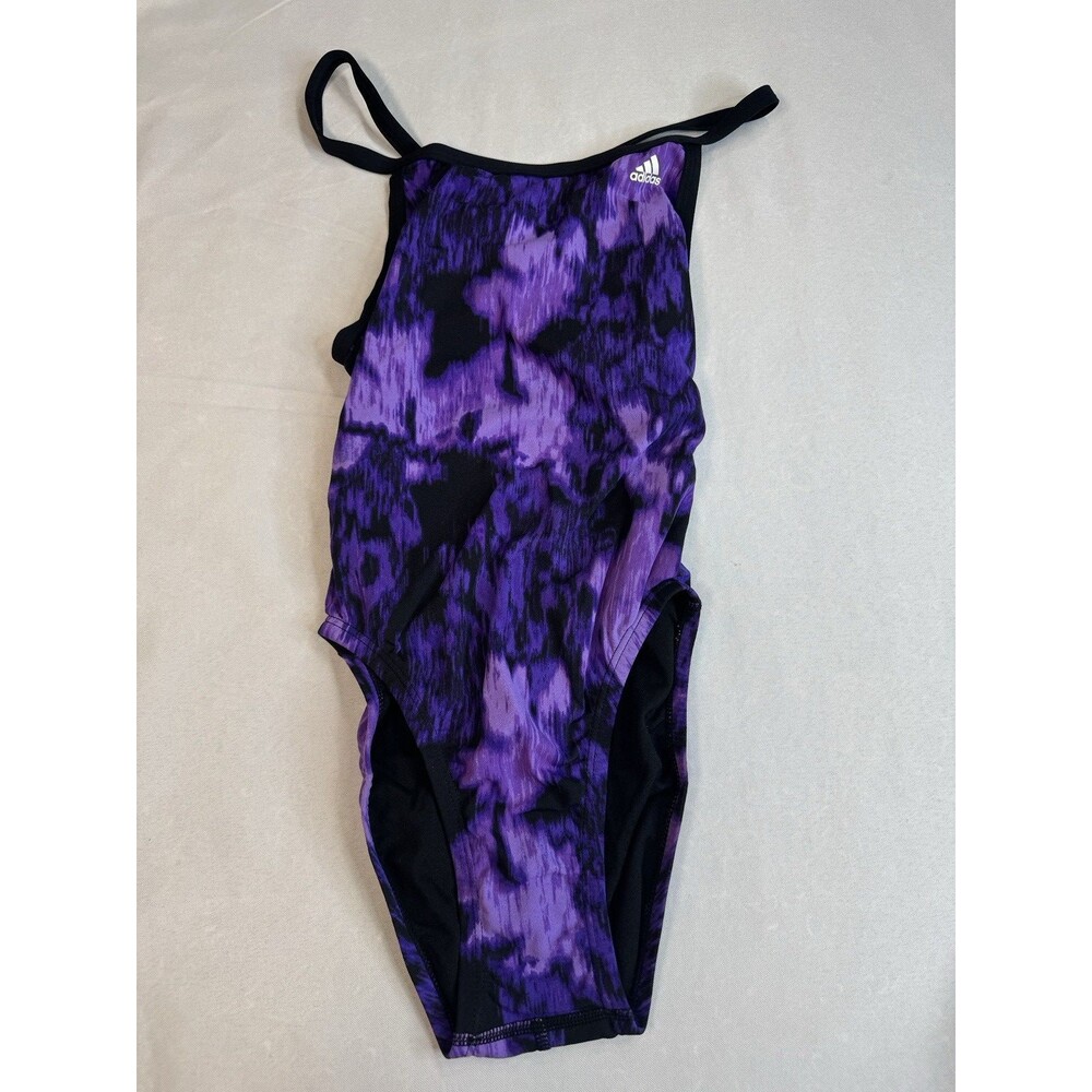 Girl Adidas Vortex back Equinox purple camo swimsuit Size 28 NWT